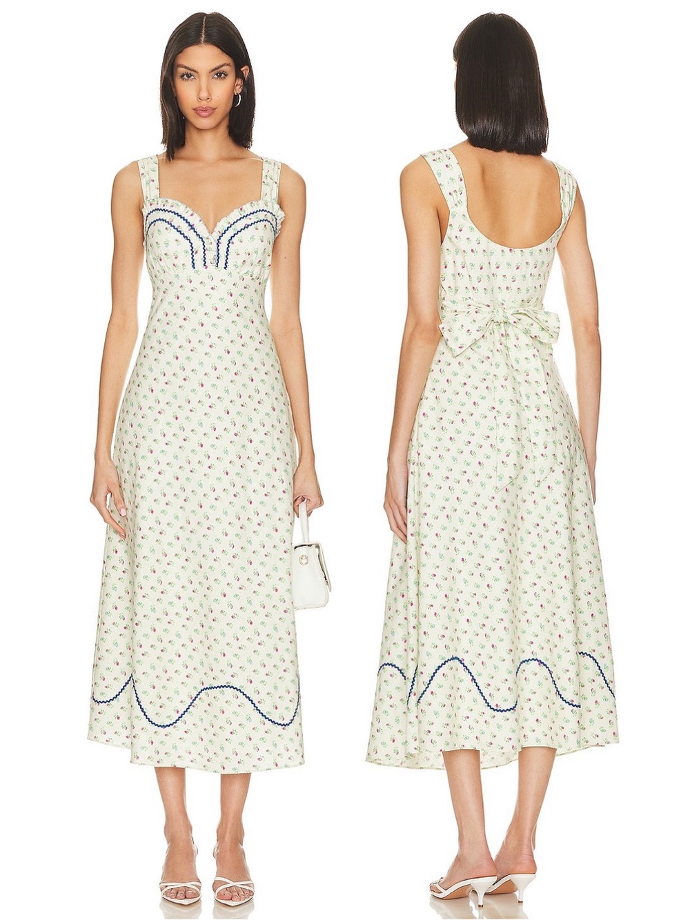 Free People Sweet Hearts Floral Sleeveless Cotton Midi Dress Western Medium NWT